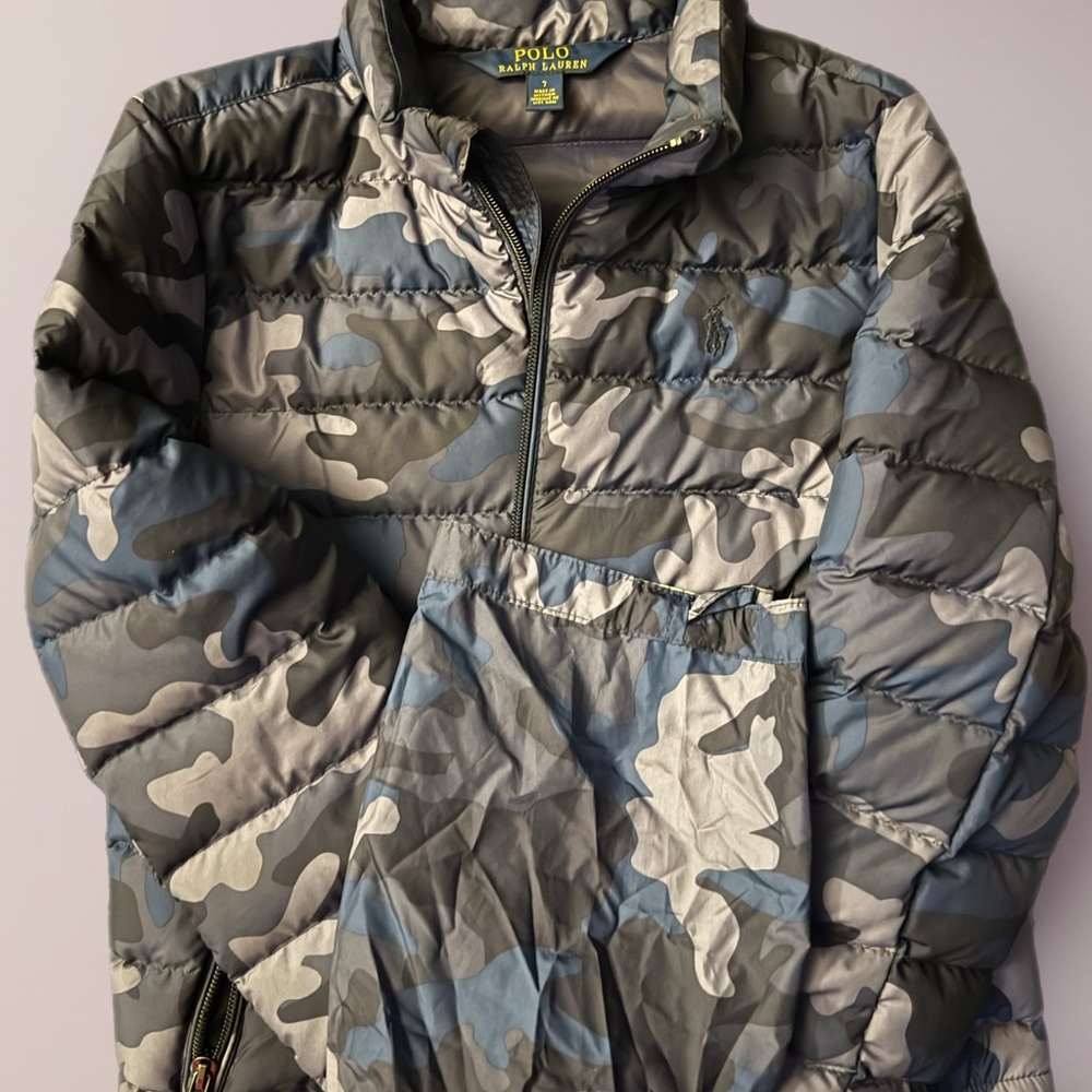 Polo by Ralph Lauren Kids Camo Puffer Jacket - Blue and Gray